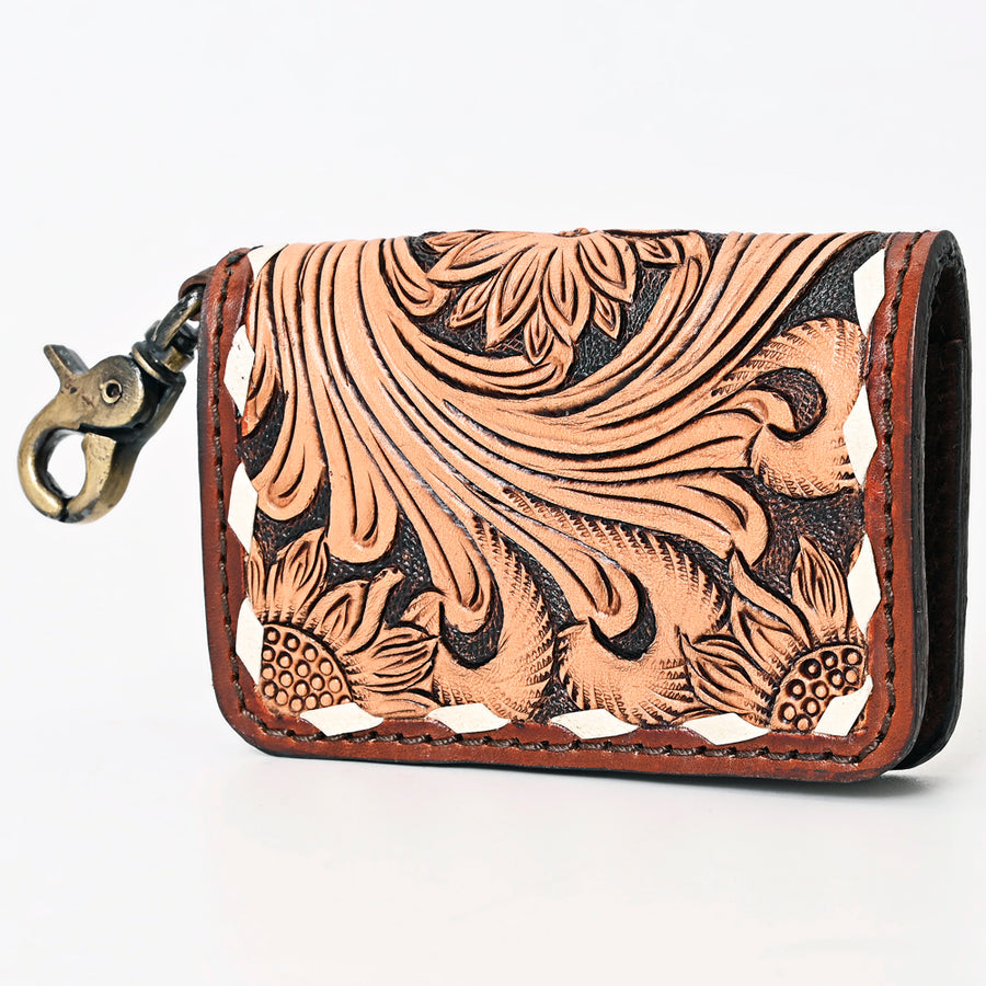 American Darling Hand Tooled Floral Carved Genuine Leather Card-Holder - Uhorse