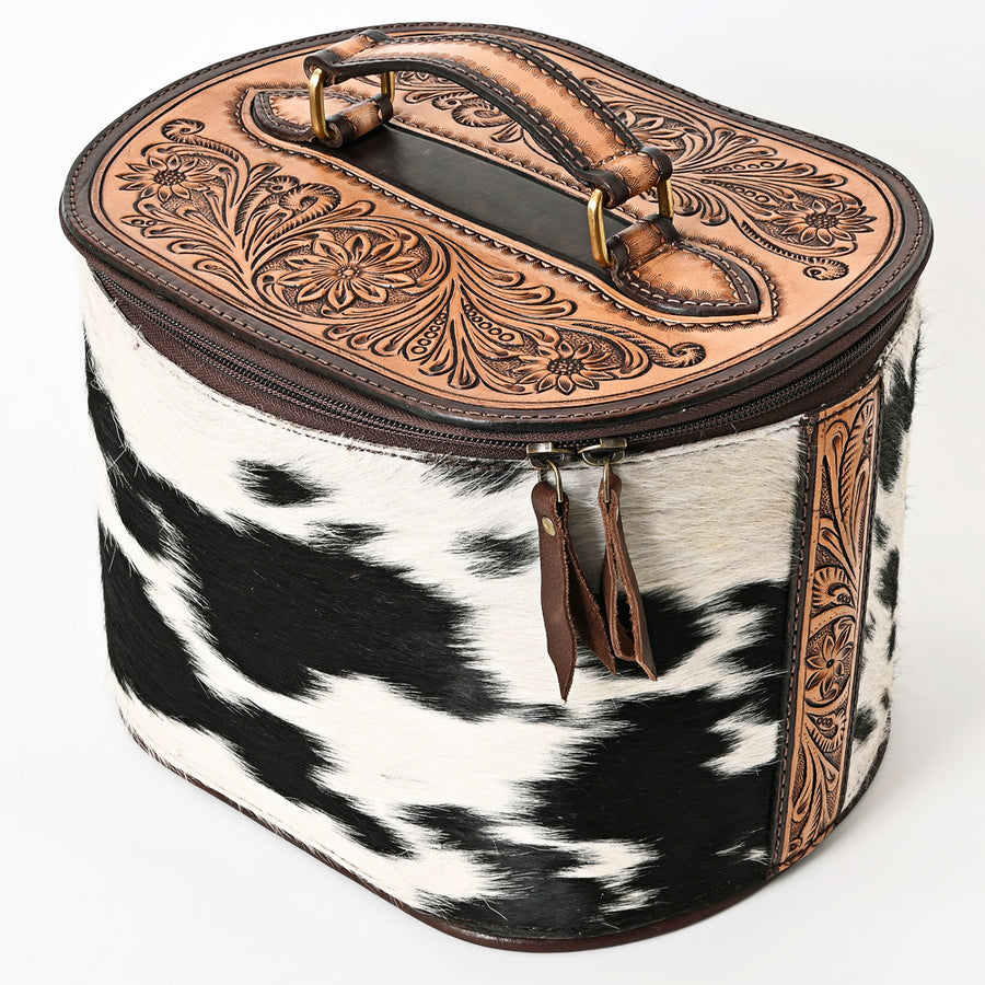 American Darling Hand Tooled Hair-On Cowhide Leather Jewelry Case - Uhorse