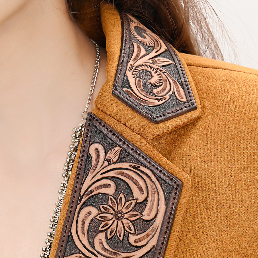 American Darling Genuine leather Hand tooled carved Women Blazer dress jacket | Vintage