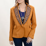 ADBZ033 Genuine leather Hand tooled hand carved Women Blazer dress jacket ladies Girl