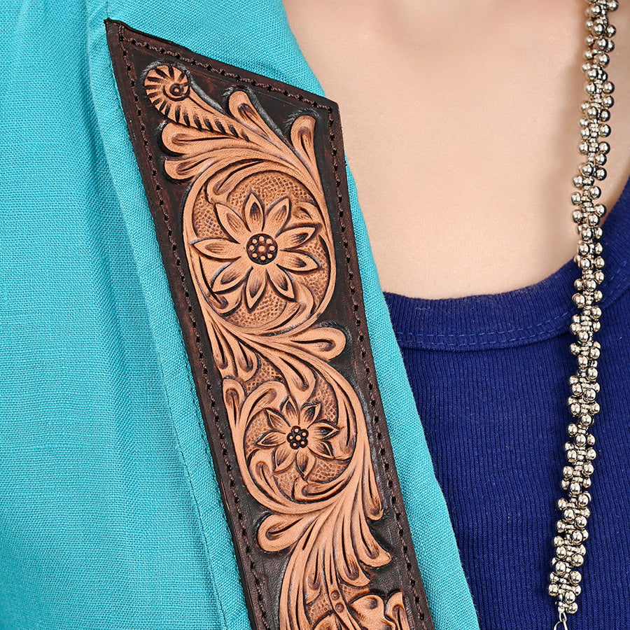 American Darling Genuine leather Hand tooled carved Women Blazer dress jacket | Vintage