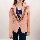 ADBZ037 Genuine leather Hand tooled hand carved Women Blazer dress jacket ladies Girl