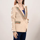 ADBZ038 Genuine leather Hand tooled hand carved Women Blazer dress jacket ladies Girl
