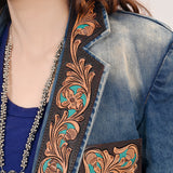 ADBZ041 Genuine leather Hand tooled hand carved Women 100% cotton