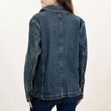 American Darling Genuine leather Hand tooled carved Women 100% cotton Denim Blazer dress jacket ladies |Vintage