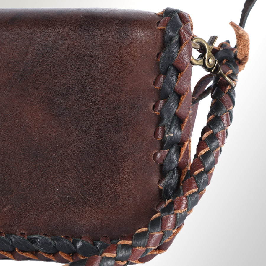 American Darling Organiser Bag Western Genuine Leather Handcrafted Purse with Braided Detail and YKK Zipper
