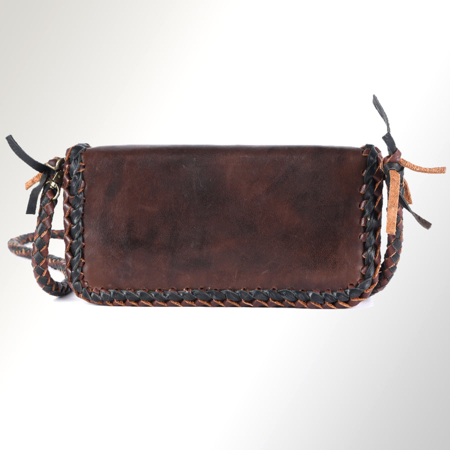 American Darling Organiser Bag Western Genuine Leather Handcrafted Purse with Braided Detail and YKK Zipper