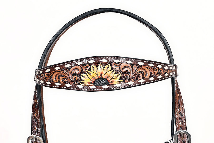 Comfytack Horse Floral Hand Painted Genuine Leather Breast Collar Headstall