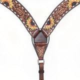 Comfytack Horse Floral Hand Painted Genuine Leather Breast Collar Headstall