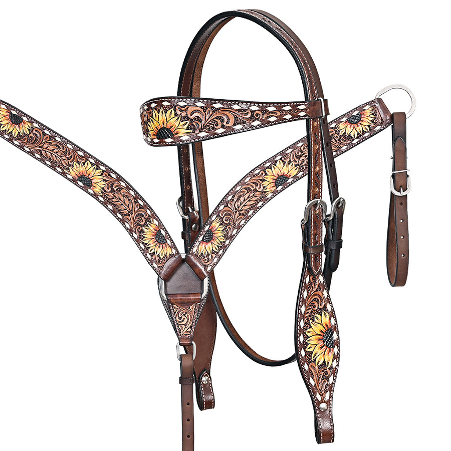 Comfytack H. Floral Hand Painted Genuine Leather Breast Collar by Hilason – Cowboy and equestrian accessories