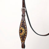 Comfytack Horse Floral Hand Painted Genuine Leather Breast Collar Headstall Brown