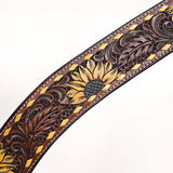 Comfytack Western Horse Floral Hand Painted Genuine Leather Breast Collar Brown