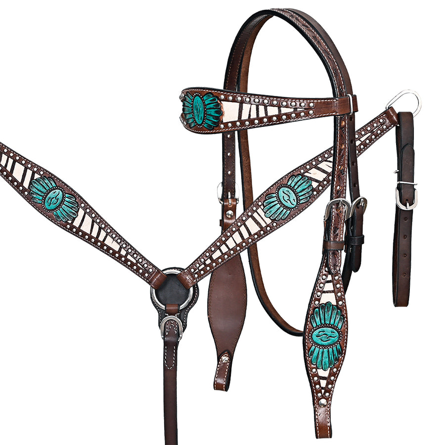 Comfytack H. Hand Painted Genuine Leather Breast Collar Headstall – by Hilason – Cowboy and equestrian accessories