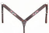 Comfytack Horse Floral Hand Painted Genuine Leather Breast Collar Headstall Brown