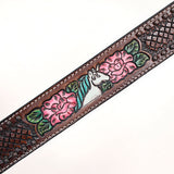 Comfytack Horse Floral Hand Painted Genuine Leather Breast Collar Headstall Brown