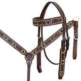 Comfytack Sunflower W. H. Leather Breast Collar & Headstall Brown – by Hilason – Cowboy and equestrian accessories