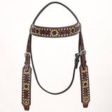 Comfytack Sunflower Hand Painted Horse Western Leather Headstall Brown