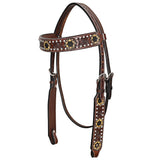 Comfytack Sunflower Hand Painted Horse Western Leather Headstall Brown