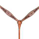 Comfytack Horse Floral Hand Painted Genuine Leather Breast Collar Headstall Brown