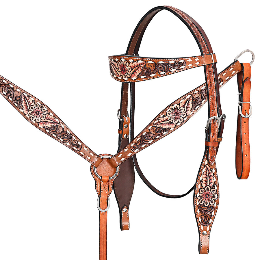 Comfytack H. Floral Hand Painted Genuine Leather Breast Collar by Hilason – Cowboy and equestrian accessories