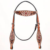 Comfytack Western Horse Floral Hand Painted Genuine Leather Headstall Brown