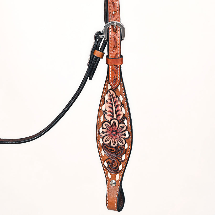 Floral Hand Painted Horse Western Leather Headstall Brown Comfytack by Hilason