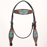 Comfytack Horse Floral Hand Painted Genuine Leather Breast Collar Headstall Brown