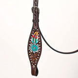 Comfytack Horse Floral Hand Painted Genuine Leather Breast Collar Headstall Brown