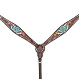 Comfytack Horse Floral Hand Painted Genuine Leather Breast Collar Headstall Brown