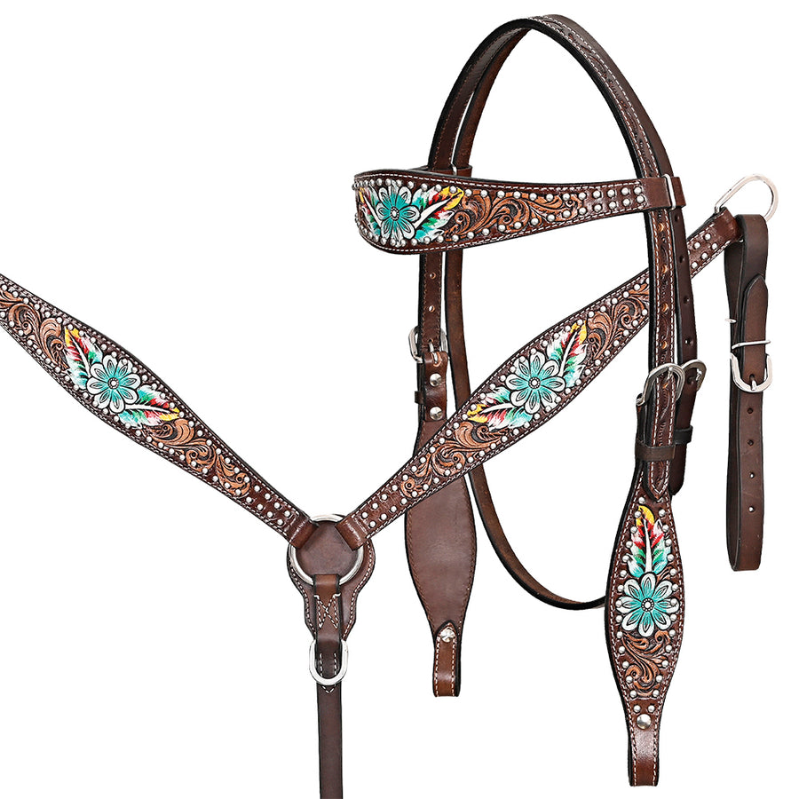 Comfytack H. Floral Hand Painted Genuine Leather Breast Collar by Hilason – Cowboy and equestrian accessories