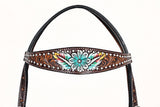 Comfytack Western Horse Floral Hand Painted Genuine Leather Headstall Brown