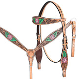 Comfytack H. Floral Hand Painted Genuine Leather Breast Collar by Hilason – Cowboy and equestrian accessories