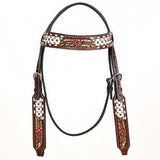 Comfytack Horse Floral Hand Painted Genuine Leather Breast Collar Headstall Brown