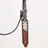 Comfytack Horse Floral Hand Painted Genuine Leather Breast Collar Headstall Brown