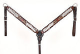 Comfytack Horse Floral Hand Painted Genuine Leather Breast Collar Headstall Brown