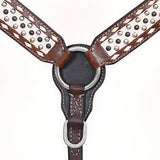 Comfytack Horse Floral Hand Painted Genuine Leather Breast Collar Headstall Brown