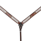 Comfytack Horse Floral Hand Painted Genuine Leather Breast Collar Headstall Brown