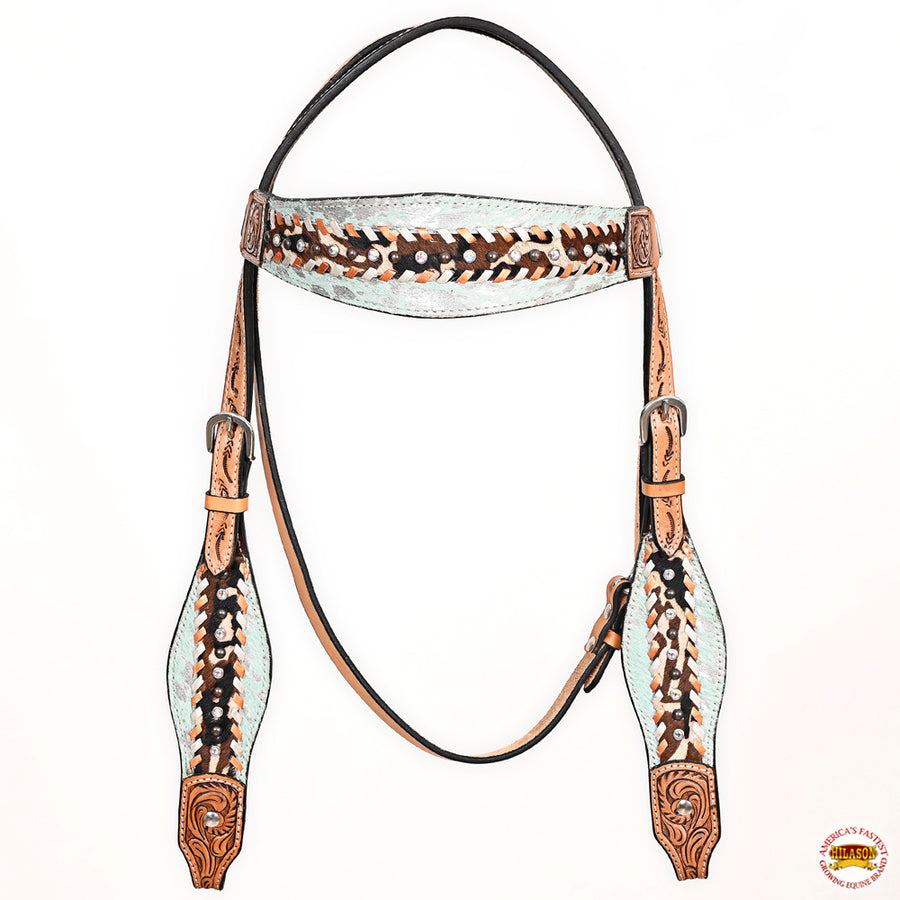 HILASON Western Horse Headstall & Breast Collar American Leather Floral Carving