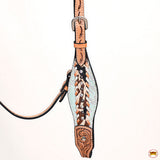 HILASON Western Horse Headstall & Breast Collar American Leather Floral Carving