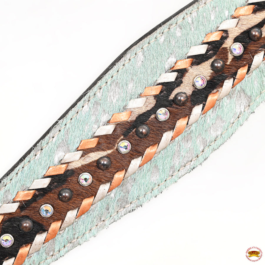 HILASON Western Horse Floral Headstall Breast Collar Set Hair-On Leather Tan | Tack for Horses