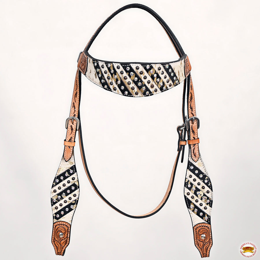 HILASON Western Horse Headstall & Breast Collar American Leather Floral Carving