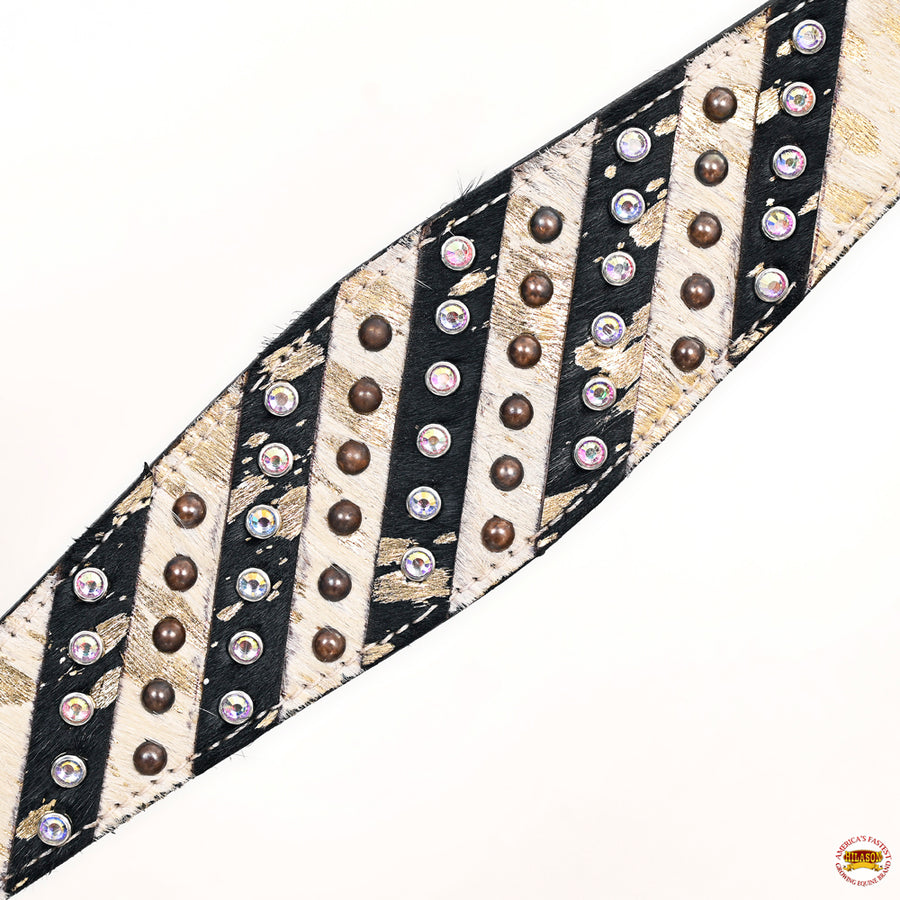 HILASON Western Horse Floral Headstall Breast Collar Set Hair-On Leather Tan | Tack for Horses