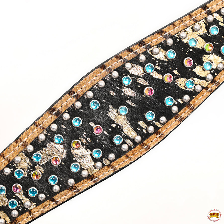 HILASON Western Horse Floral Headstall Breast Collar Set Hair-On Leather Tan | Tack for Horses