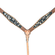 HILASON Western Horse Floral Headstall Breast Collar Set Hair-On Leather Tan | Tack for Horses