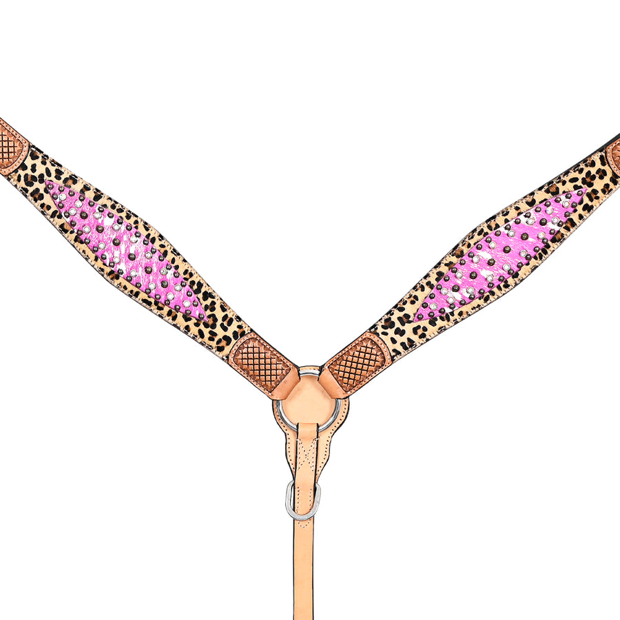 HILASON Western Horse Floral Headstall Breast Collar Set Hair-On Leather Tan | Tack for Horses
