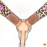HILASON Western Horse Floral Headstall Breast Collar Set Hair-On Leather Tan | Tack for Horses