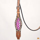 HILASON Western Horse Floral Headstall Breast Collar Set Hair-On Leather Tan | Tack for Horses