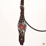 HILASON Western Horse Floral Headstall Breast Collar Leather Brown