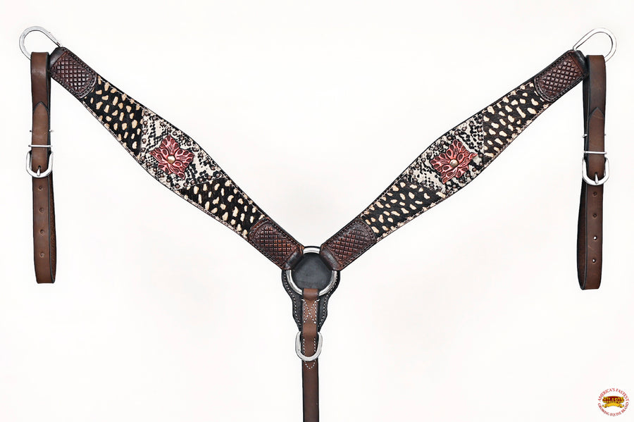 HILASON Western Horse Headstall Breast Collar Set Leather Brown | Tack for Horses