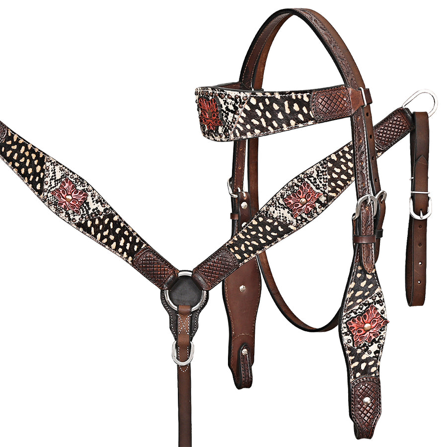 HILASON Western Horse Headstall Breast Collar Leather Brown - Uhorse